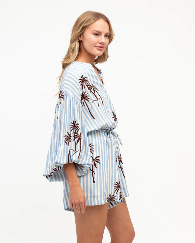 Zara Stripe Palm Jumpsuit, back view