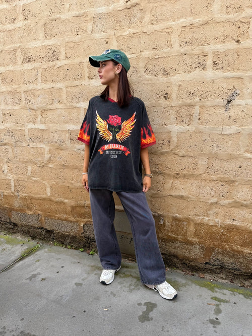 55 Acid Wash Grey Graphic Tee