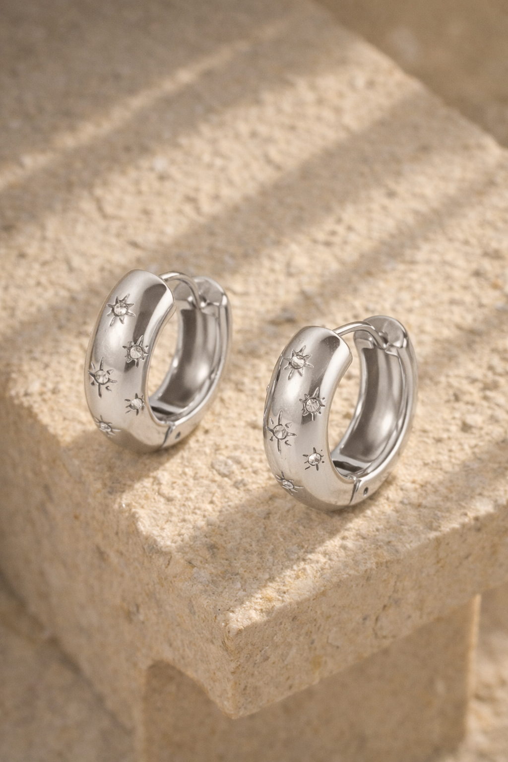 Celeste Stainless Steel Silver Hoops