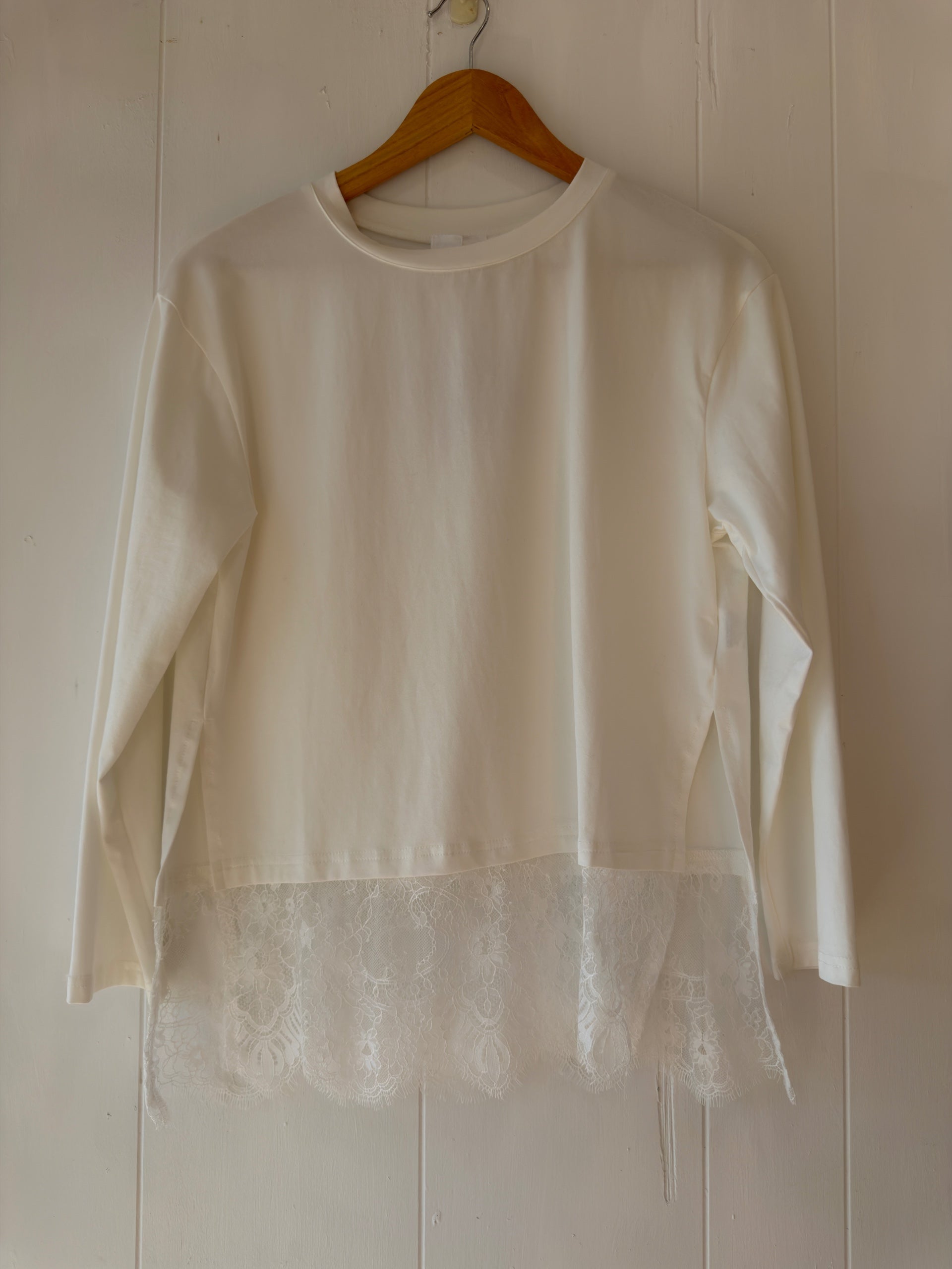 After Hours White Long Sleeve Lace Tee