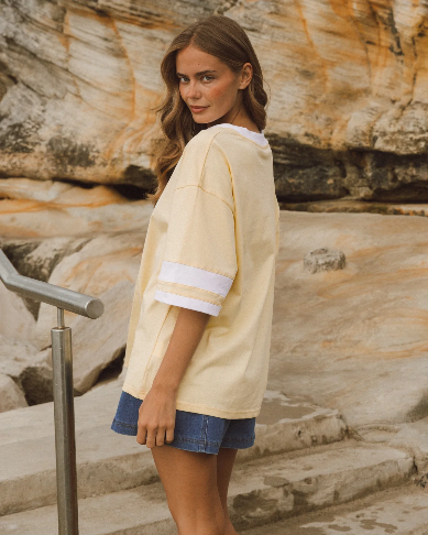 Varsity Ringer Tee - Butter Yellow & White – T-Shirts by Salt & Tide Co
