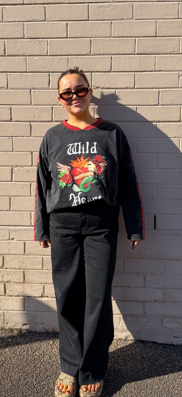 Wild Heart Acid Black Long Sleeve Tee