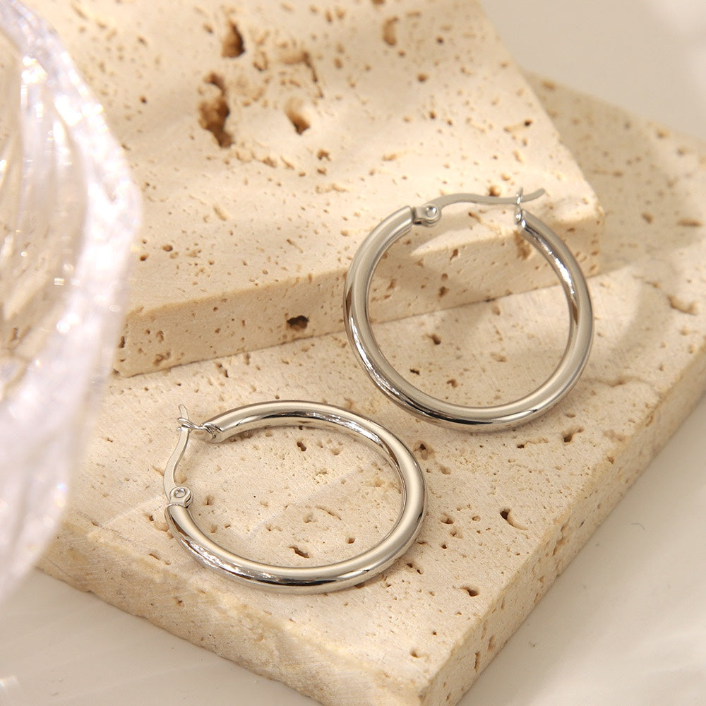 Yara Stainless Steel Silver Hoops