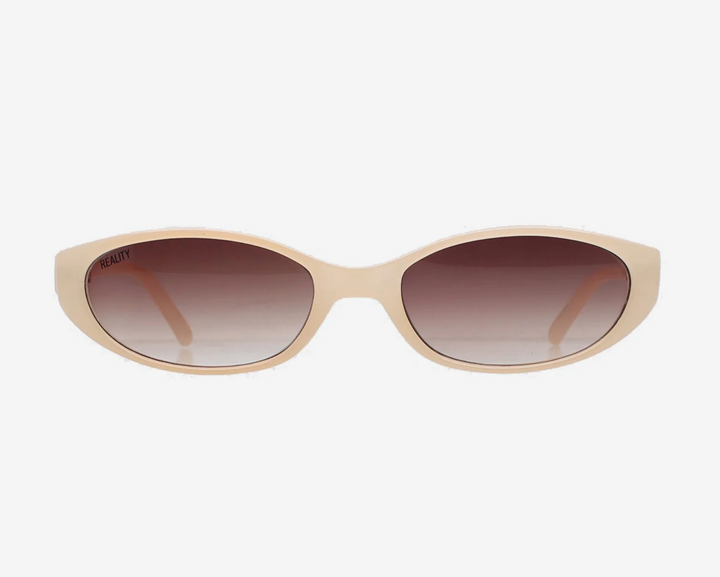 Velvet Kitten slimline sunglasses in milky bone, Reality Eyewear