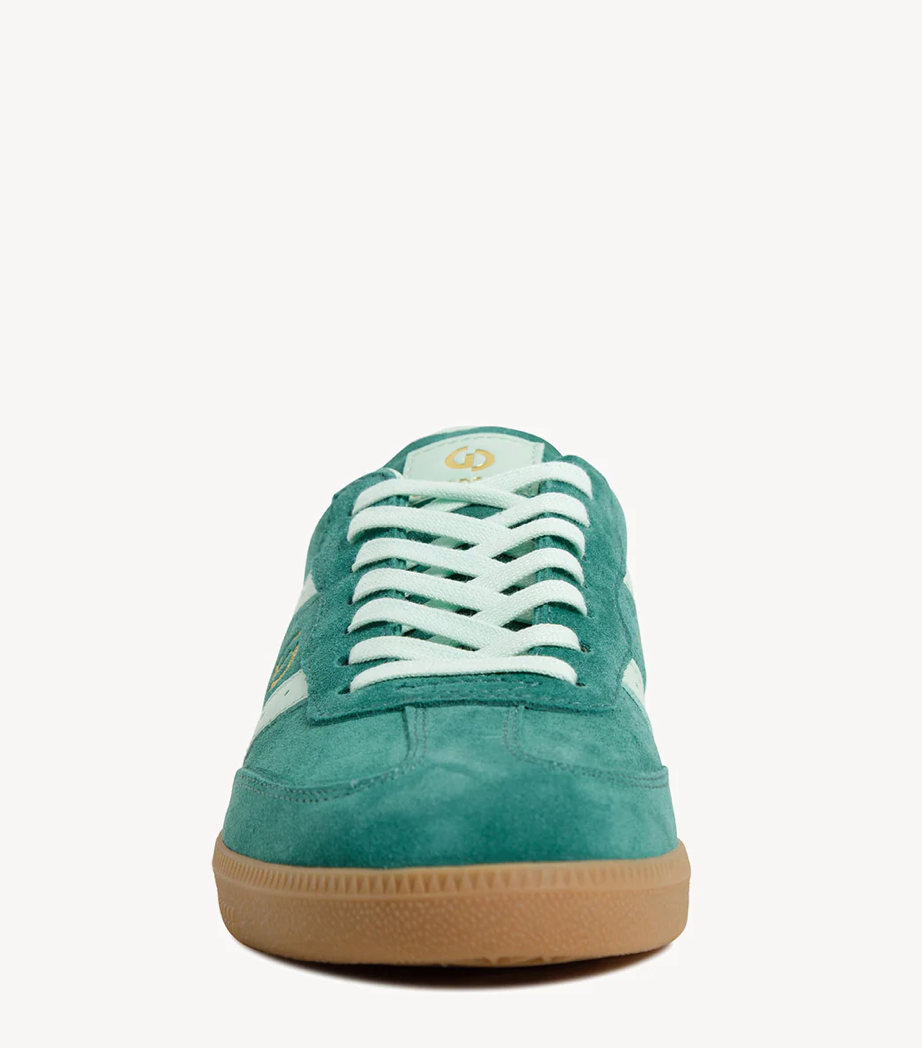 Goodsole 2001 Parallel deep green and mint suede sneakers