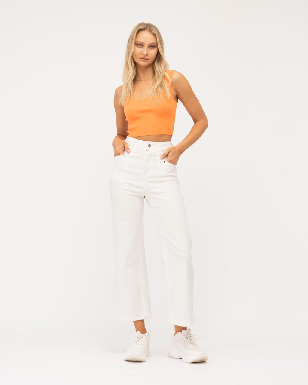 Sadie White Denim Jeans, white, denim, front view