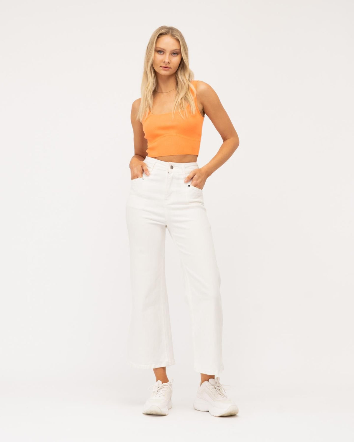 Sadie White Denim Jeans, white, denim, front view