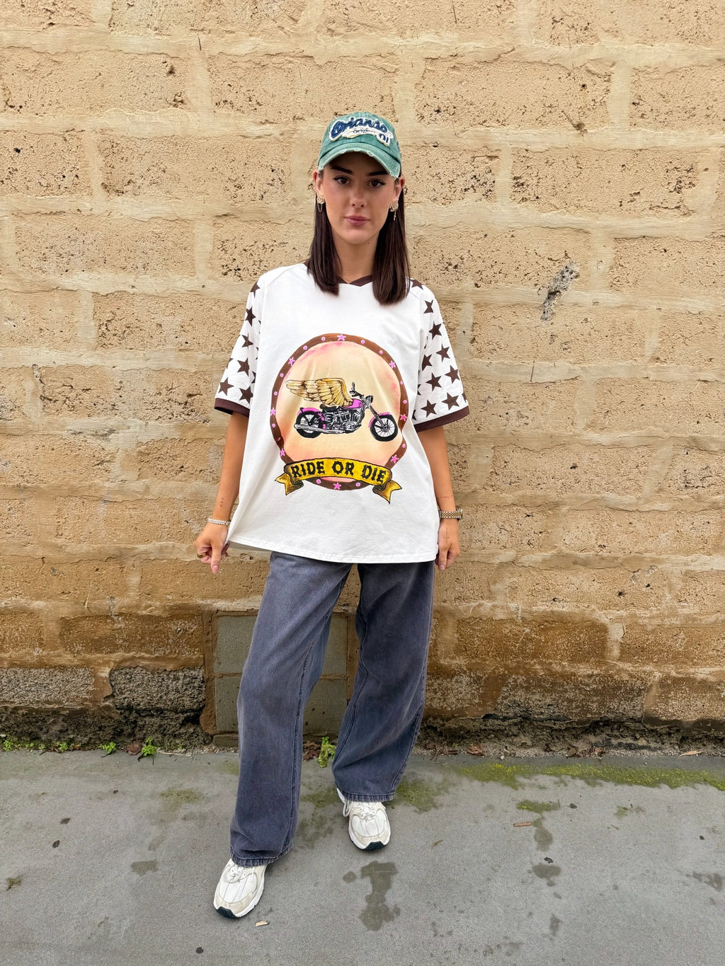 Ride Or Die White Graphic Tee – Tops