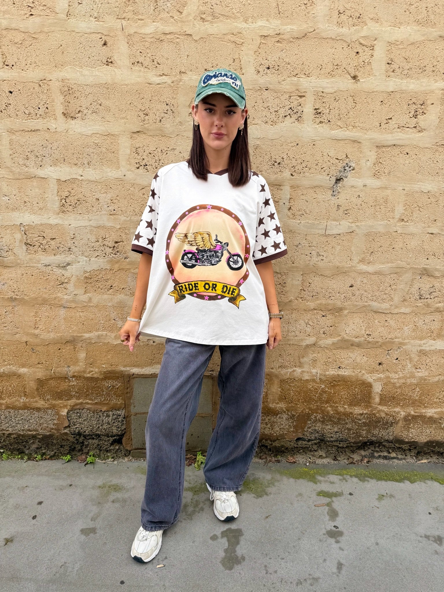 Ride Or Die White Graphic Tee – Tops