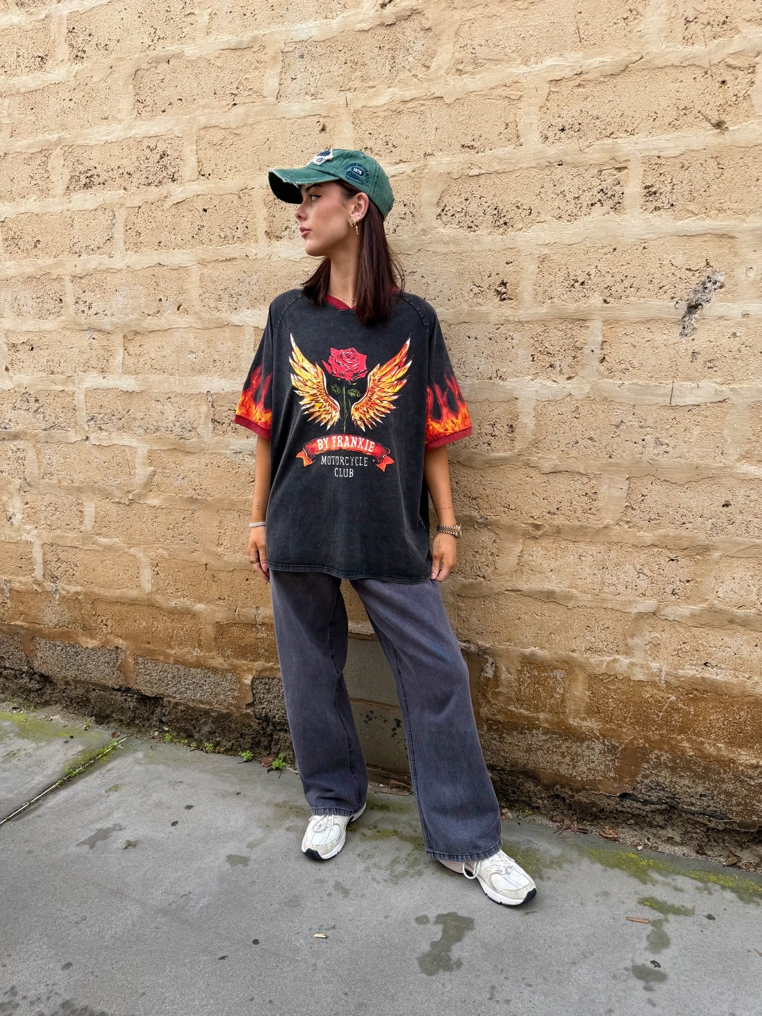 55 Acid Wash Grey Graphic Tee