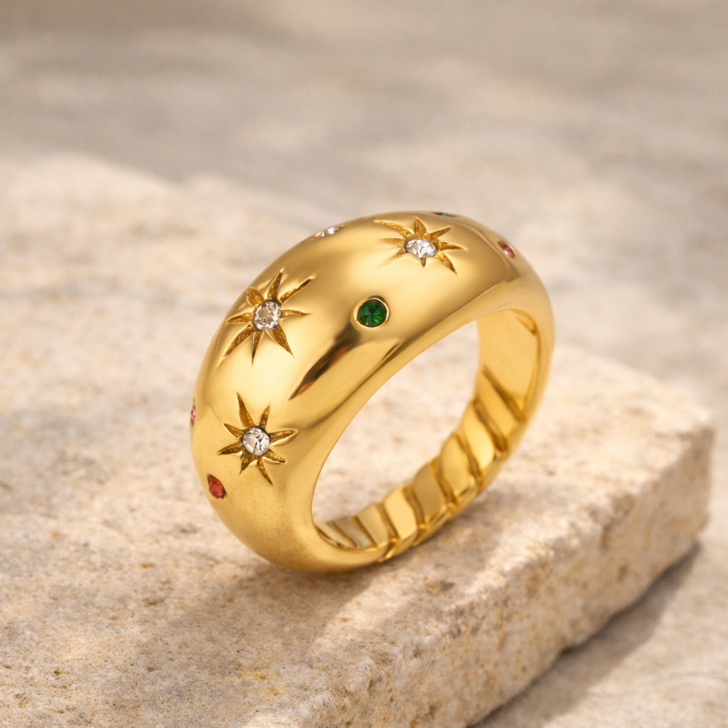 Elodie Stainless Steel Gold Ring