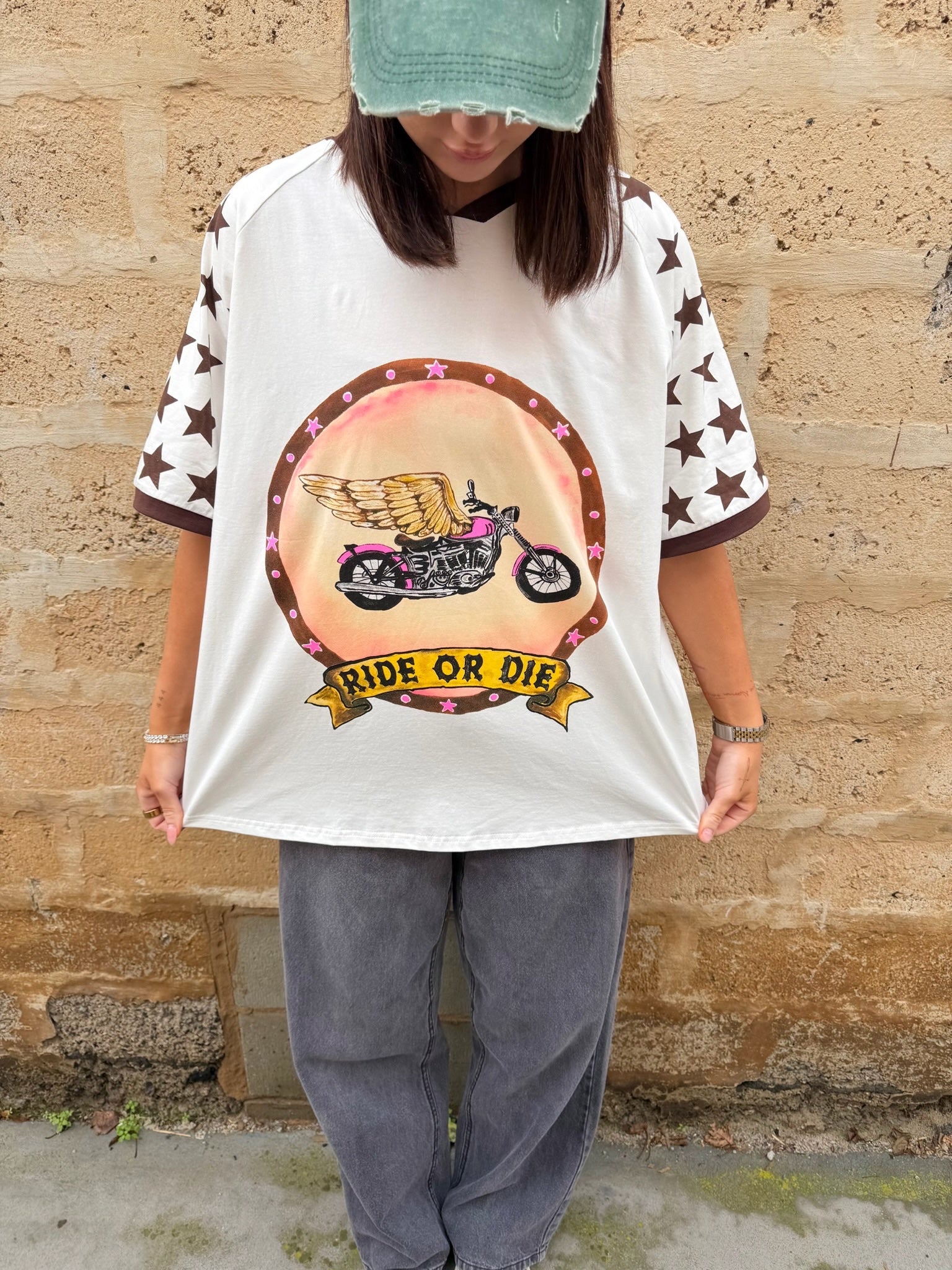 Ride Or Die White Graphic Tee – Tops