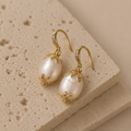 Ophelia Fresh Water Pearl Stainless Steel Gold Earrings