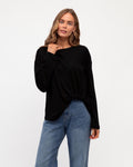 Long Sleeve Tuck Tee Black