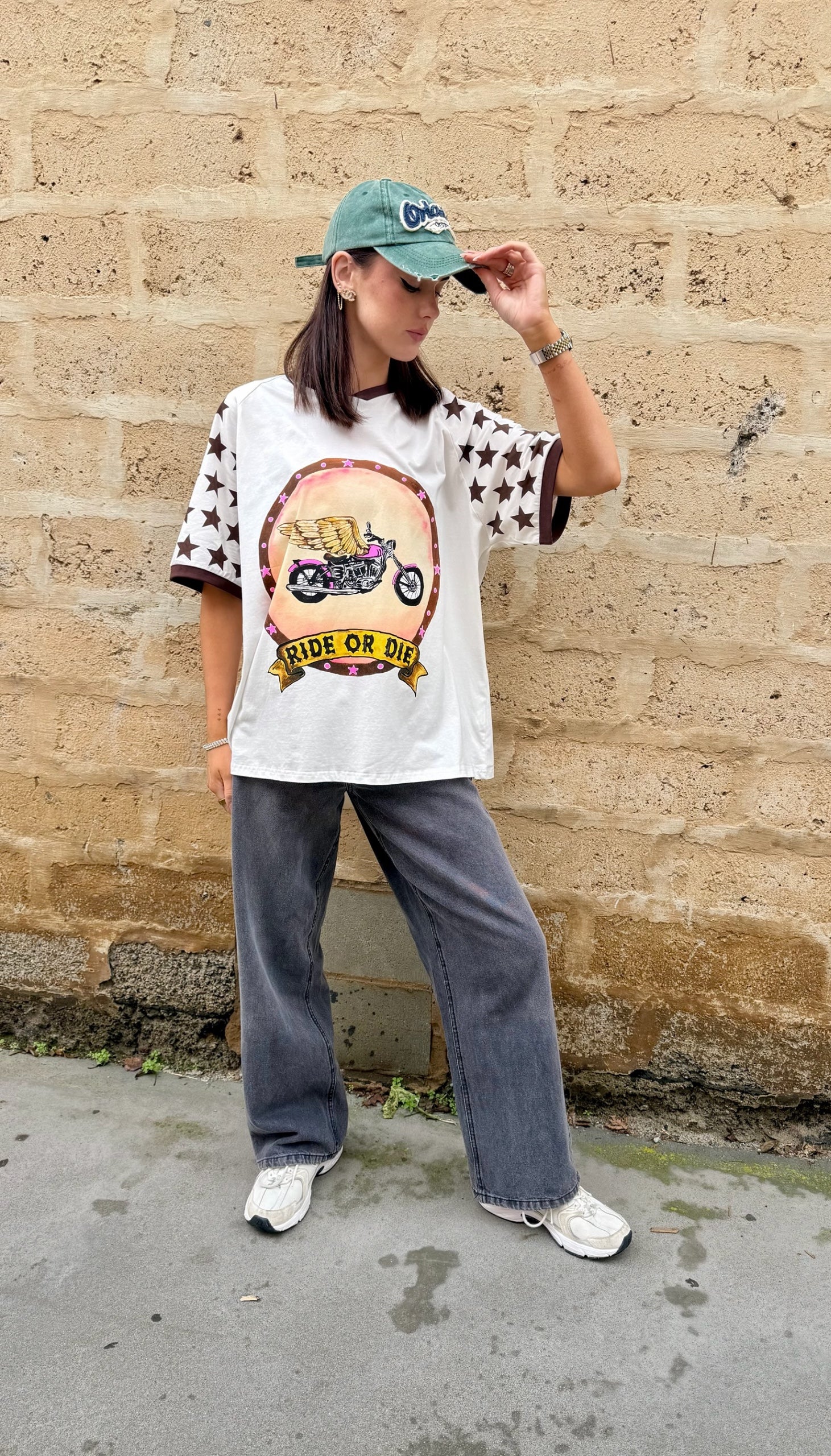 Ride Or Die White Graphic Tee – Tops
