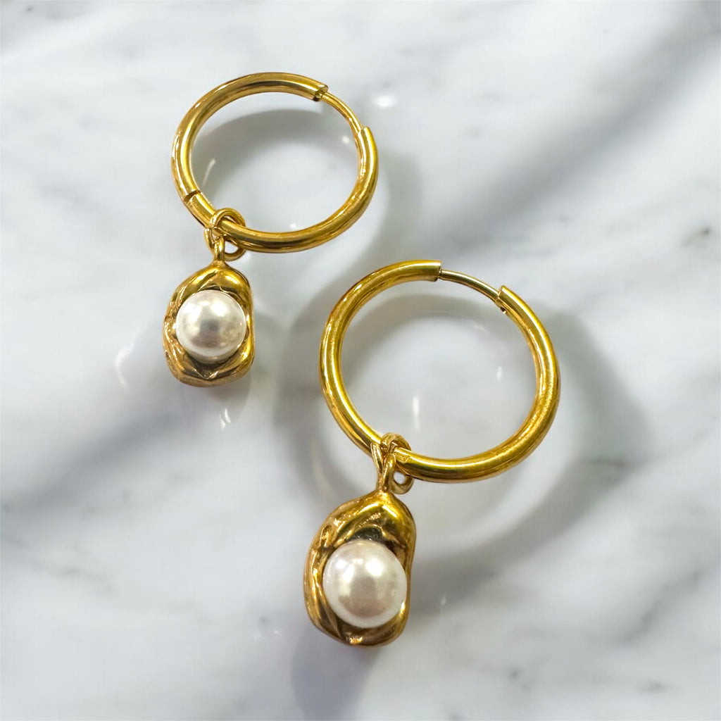 Sleepers Stainless Steel 18k Gold Plated Earrings