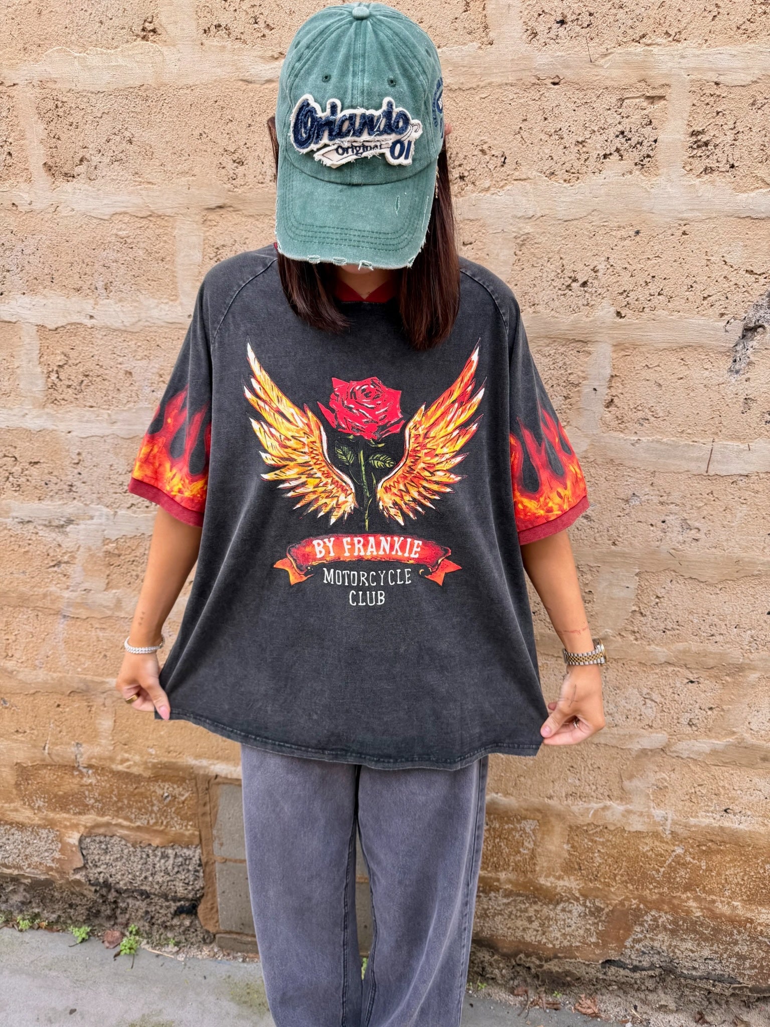 55 Acid Wash Grey Graphic Tee