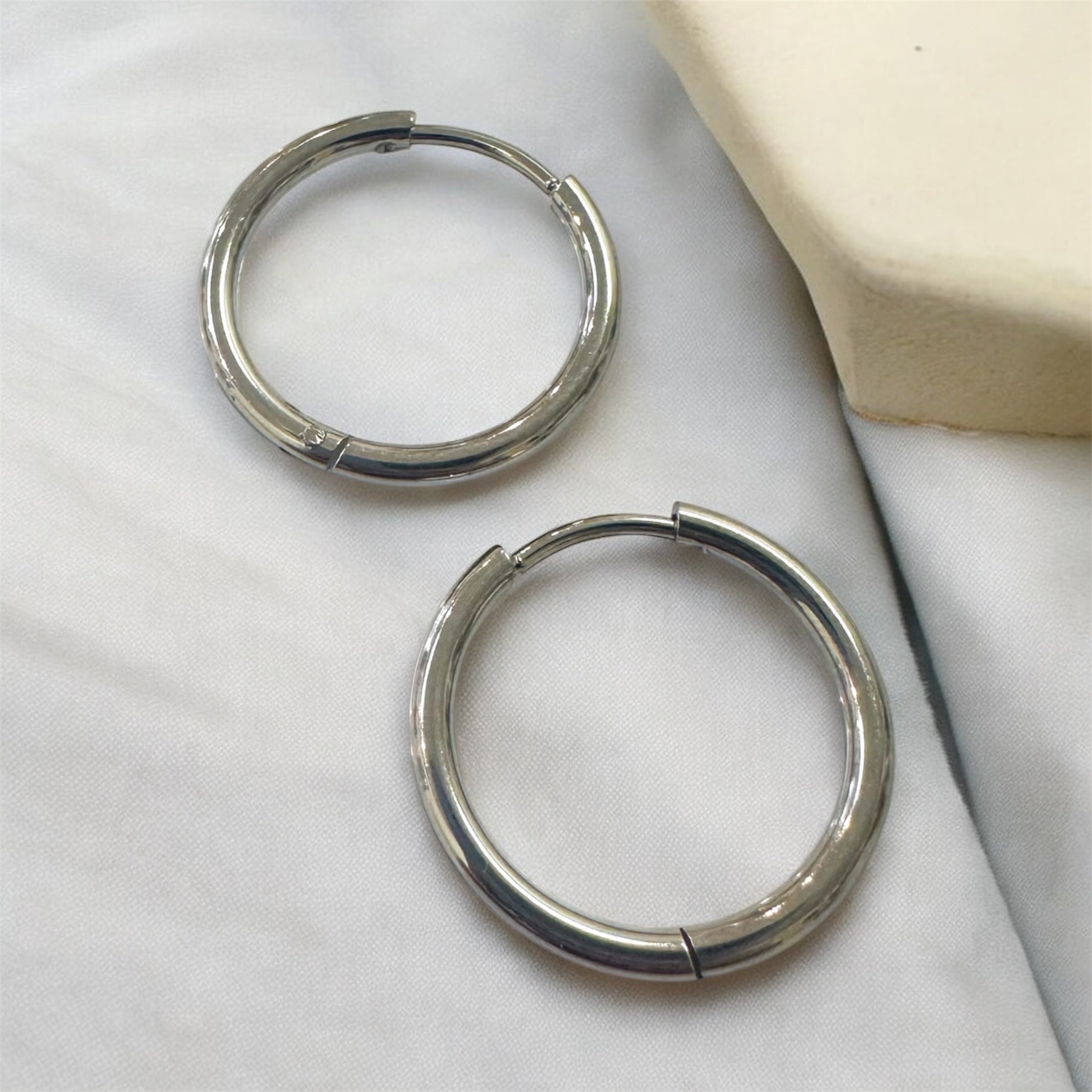 Sleepers Stainless Steel Silver Earrings