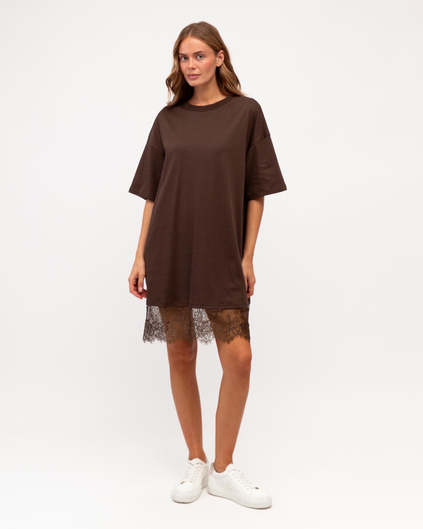 Willow Lace Tee Dress, oversized boxy fit - side view