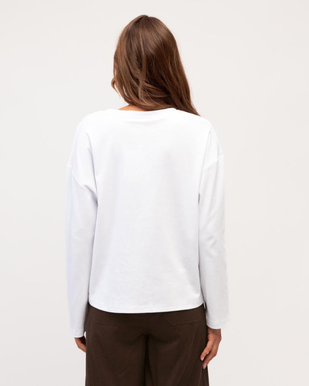 Long Sleeve Tuck Tee White