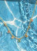 Confetti dainty gold bead chain necklace with rainbow stones by Salt & Tide Co