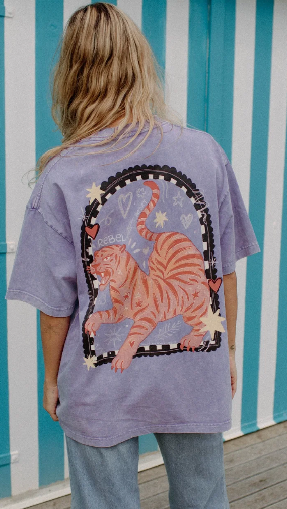 Rebel Heart Purple Acid Wash Tee TYRL