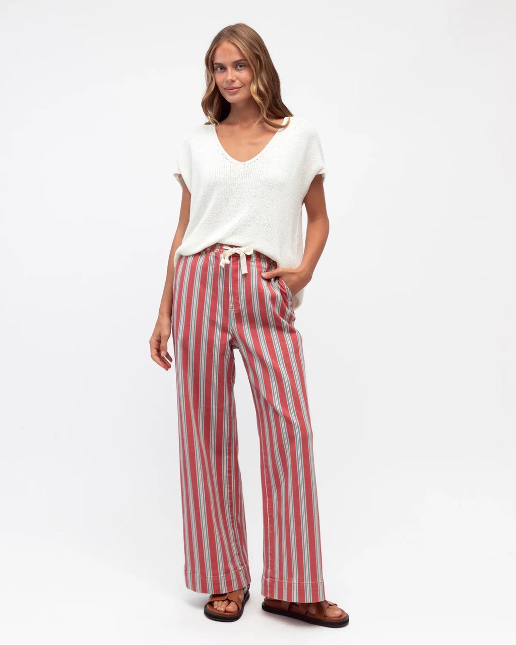 Red Denim Stripe Jeans