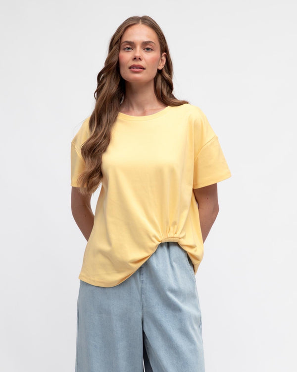 Easy Tuck Tee in Butter Yellow cotton-elastane - front view