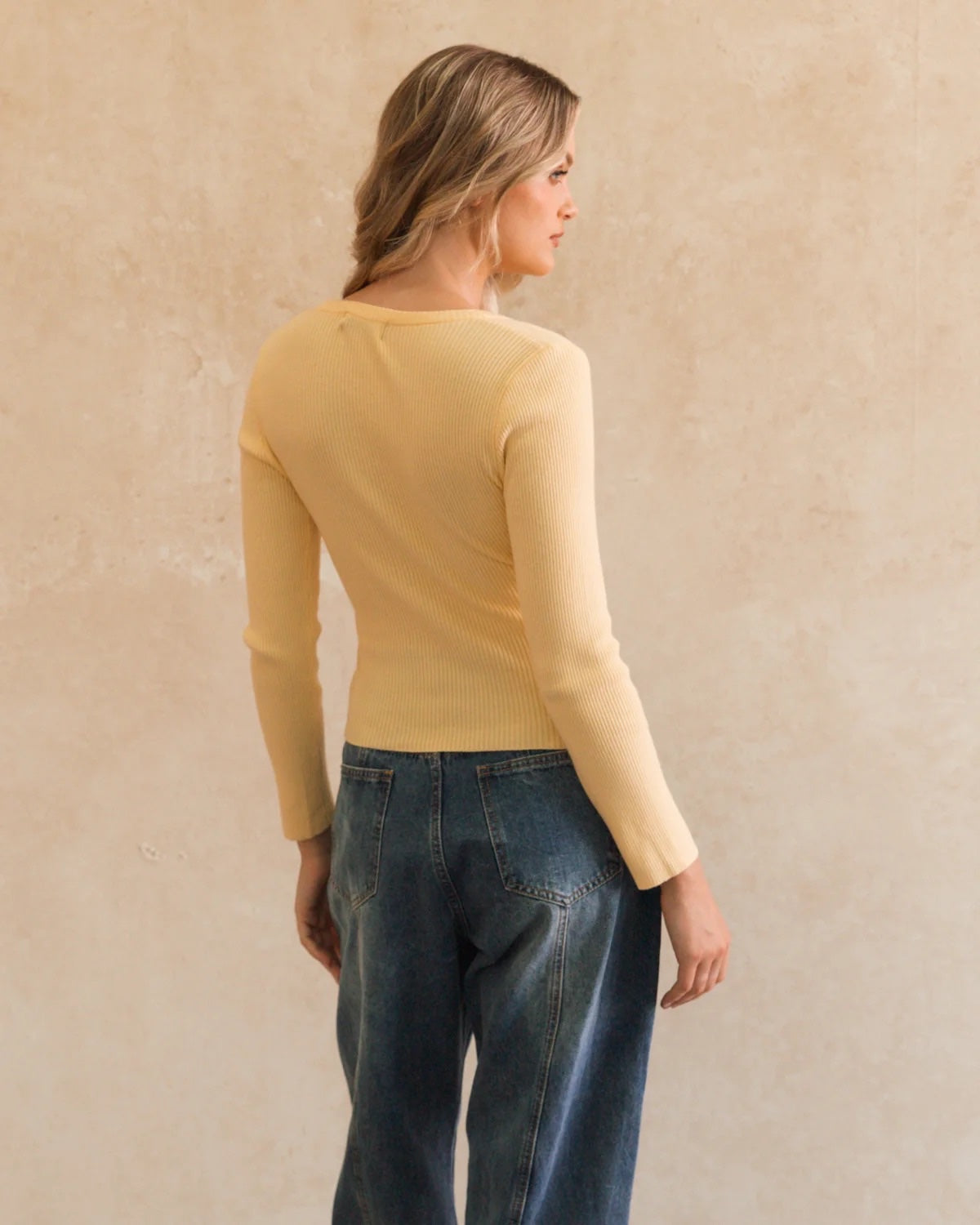 Button Up Knit Butter Yellow