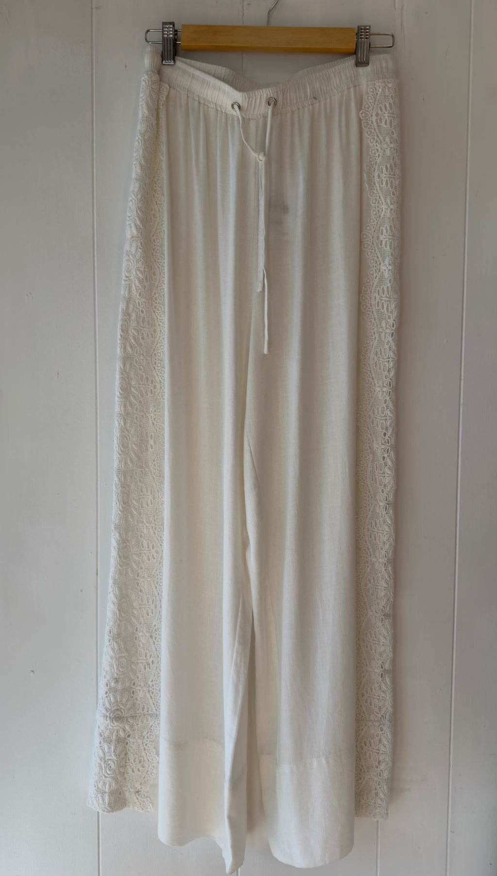 Lace Trim Pants  White