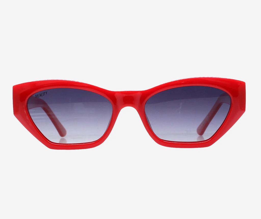 The Spector polarised geometric sunglasses in crimson, Reality Eyewear