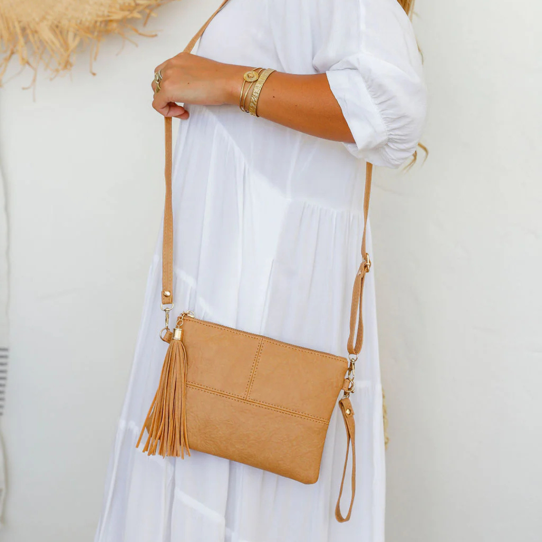 Soft Touch Clutch Bag Camel Free Spirit Australia