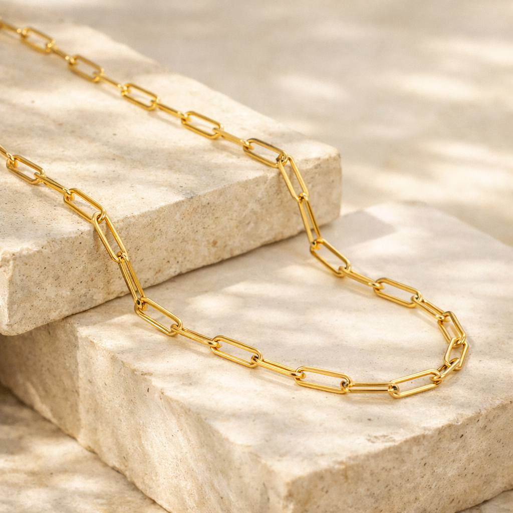 Chain 55cm Stainless Steel 18k Gold Plated Necklace
