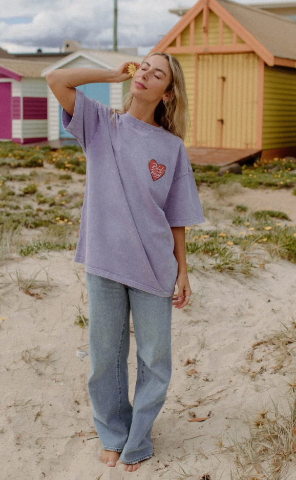 Rebel Heart Purple Acid Wash Tee TYRL