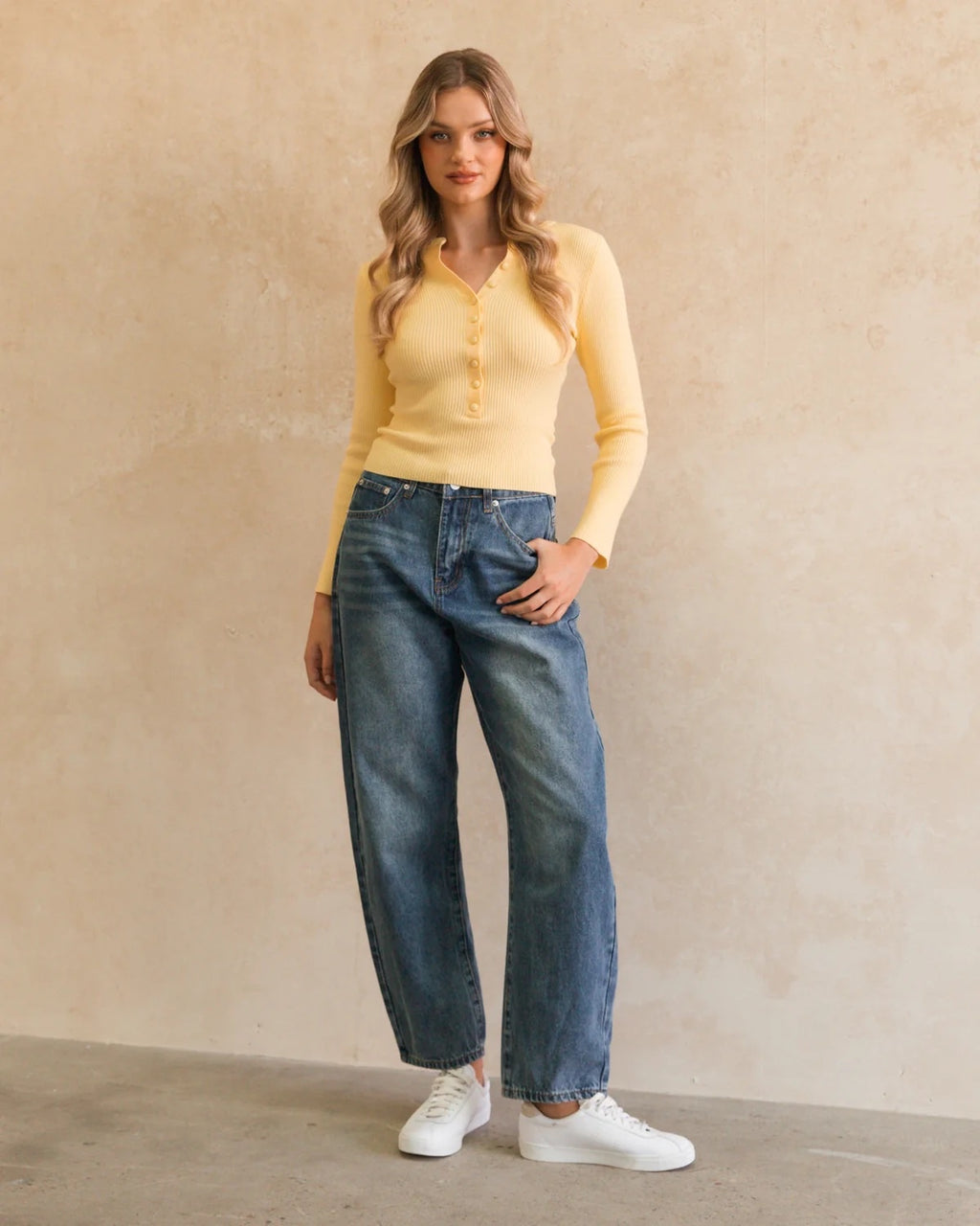 Button Up Knit Butter Yellow
