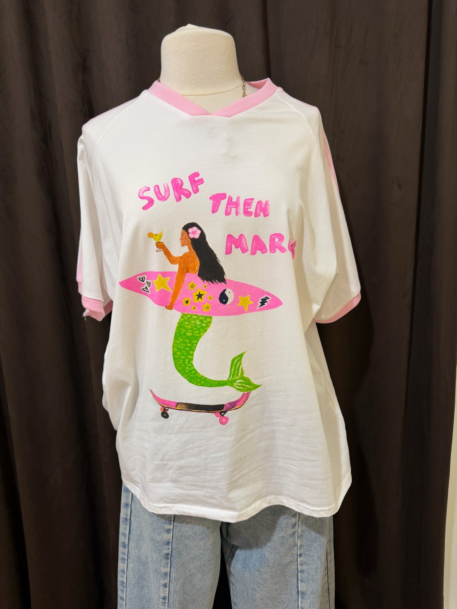 Surf Then Margs White Tee