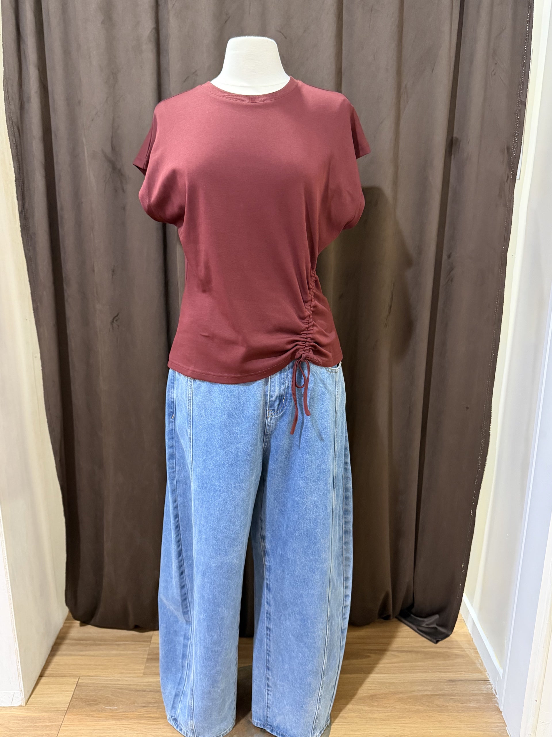 Easy Drawstring Tee - Wine