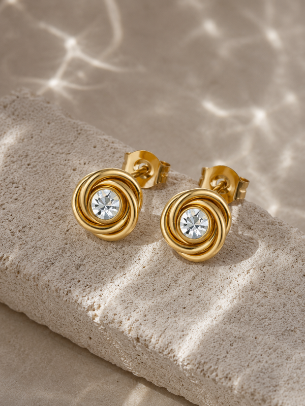 Infinity gold-plated stainless steel earrings by Salt & Tide Co