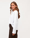 Long Sleeve Tuck Tee White