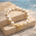 Isola Fresh Water Pearl Stainless Steel Gold Bracelet