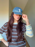 Ashley Knit Long Sleeve Top in chocolate and yellow stripe - front view