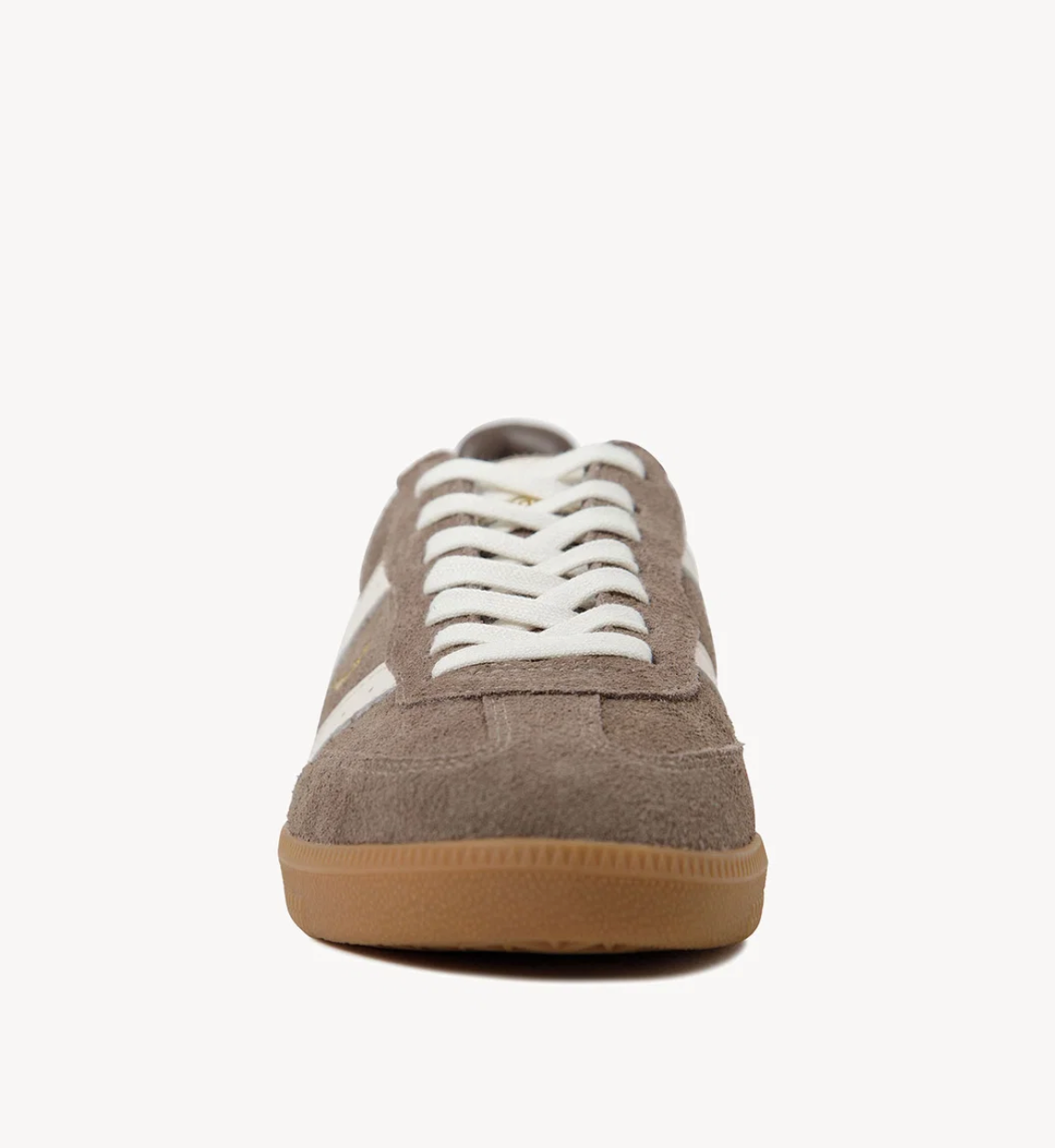 Goodsole 2001 sneaker in walnut suede with ivory overlay