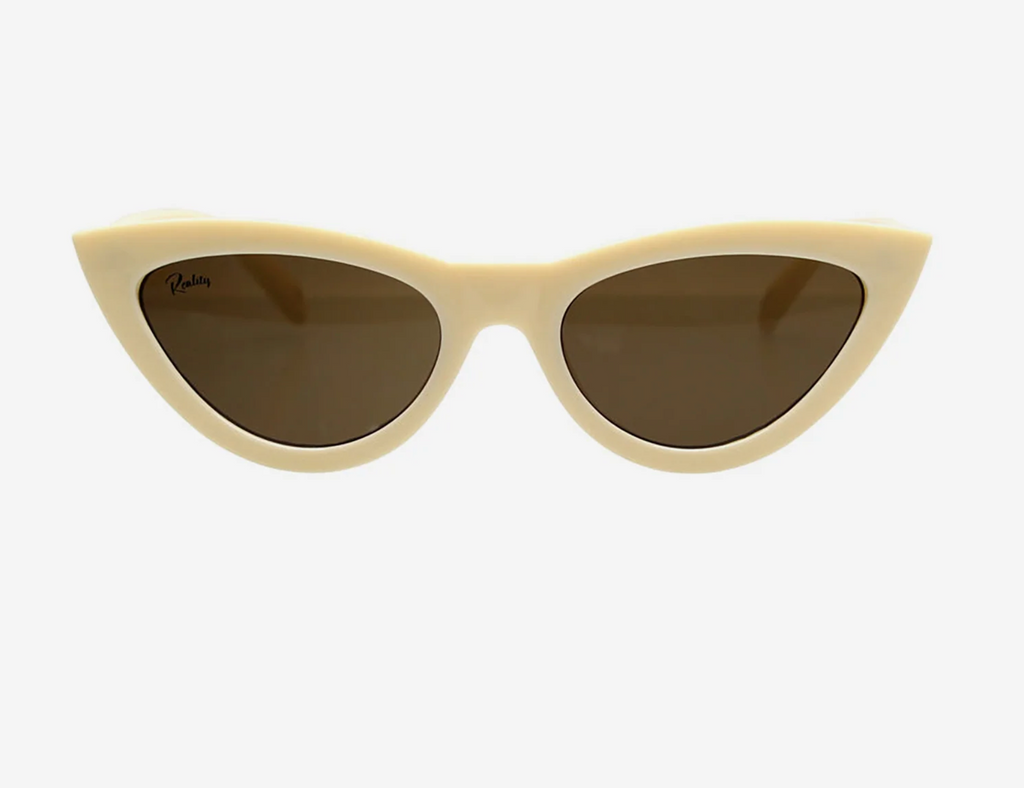Kiss Kiss cat-eye sunglasses in bone, recycled frame by Reality Eyewear