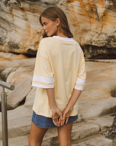 Varsity Ringer Tee - Butter Yellow & White – T-Shirts by Salt & Tide Co