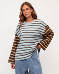 Erin sky blue stripe long sleeve top by Paper Heart